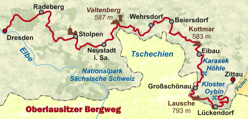Oberlausitzer Bergweg bis Dresden | Wanderungen von der Neiße in Zittau